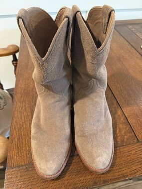 Tecovas Men's Suede Cowboy Boots in Taupe